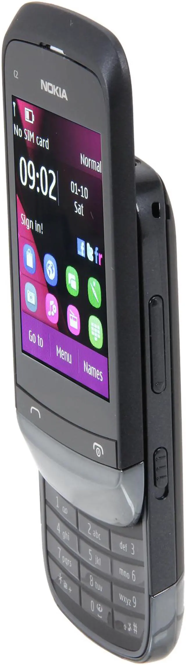 Alt view image 2 of 8 - Nokia Touch and Type EU C2-02 Dark Chrome Unlocked GSM Slide Phone / 2 MP Camera / Bluetooth / Music / 2.6" Touchscreen (C2-02)