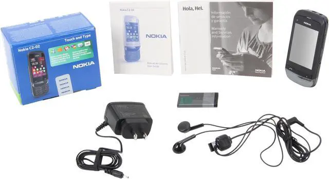 Alt view image 8 of 8 - Nokia Touch and Type EU C2-02 Dark Chrome Unlocked GSM Slide Phone / 2 MP Camera / Bluetooth / Music / 2.6" Touchscreen (C2-02)