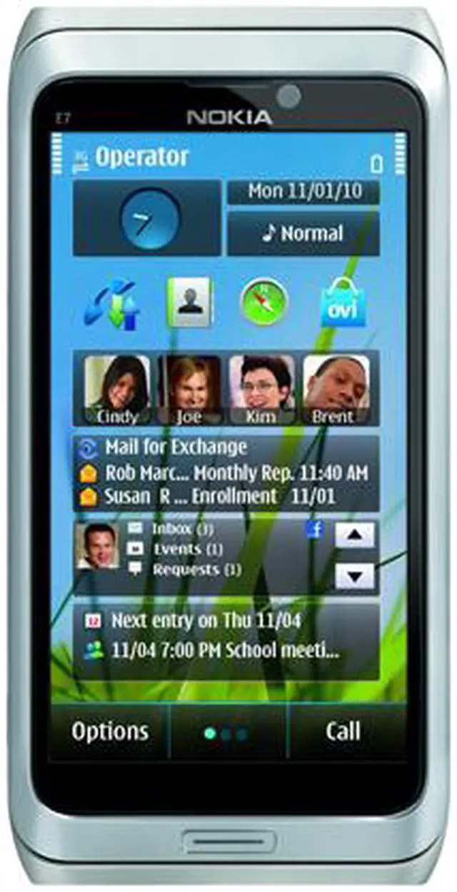 Alt view image 2 of 5 - Nokia E7 E7-00 3G 16GB Unlocked GSM Slide-Out Keyboard Phone 4.0" Silver 256 MB RAM