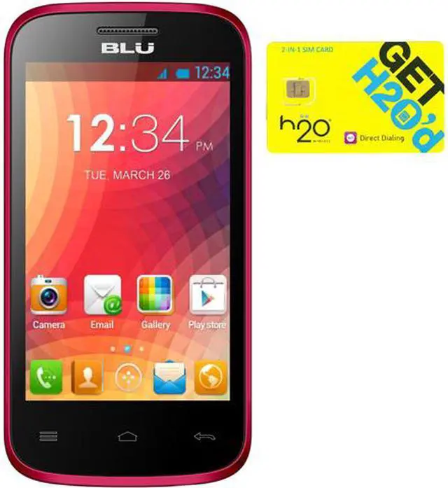 Main image of BLU Dash JR 4.0 K D142k Pink Dual-SIM Android Cell Phone + H2O $40 SIM Card