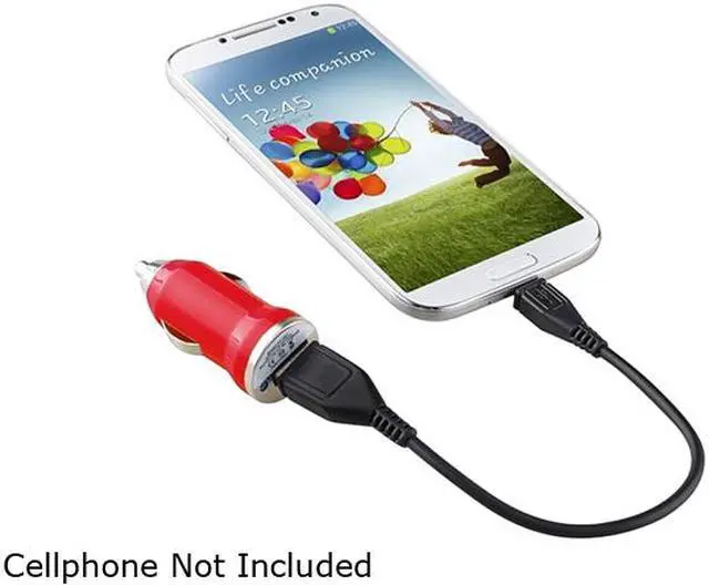 Alt view image 5 of 5 - Insten 1354734 Red Universal USB Mini Car Charger Adapter Compatible with Cell phone devices