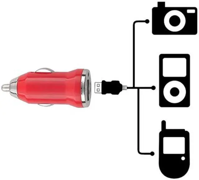 Alt view image 4 of 5 - Insten 1354734 Red Universal USB Mini Car Charger Adapter Compatible with Cell phone devices
