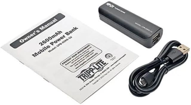 Alt view image 5 of 6 - Tripp Lite Black 2600 mAh Portable Mobile Power Bank USB Battery Charger UPB-02K6-1U