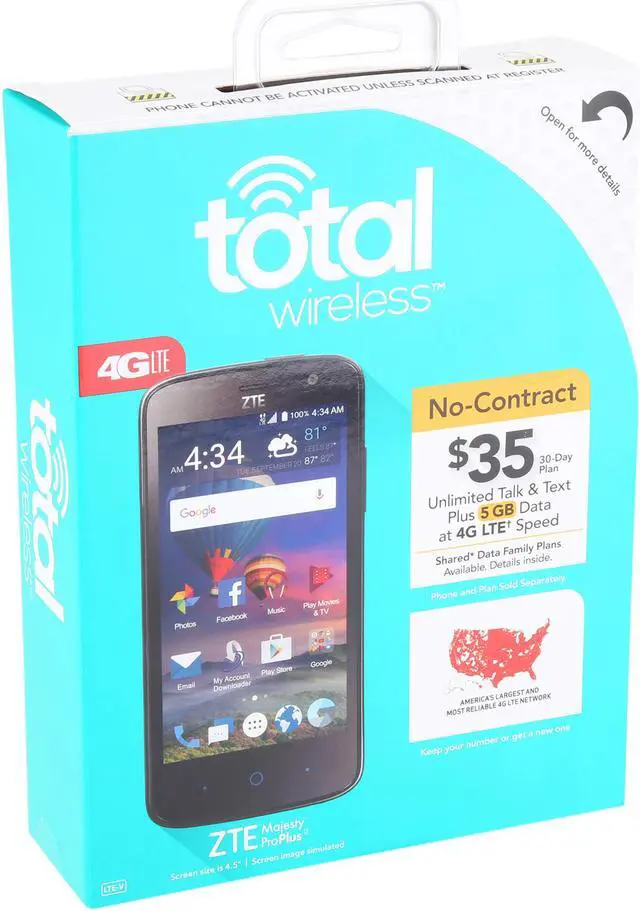Alt view image 7 of 7 - Total Wireless ZTE Majesty ProPlus 4G LTE Prepaid Smartphone