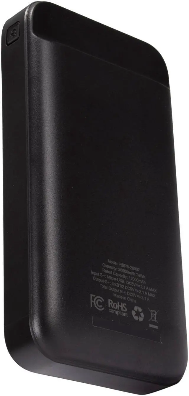 Alt view image 4 of 5 - Rosewill 20000 mAh Portable Power Bank for iPhone and Android Devices, Fast Charge, LCD Indicator, Black - (RBPB-20007)