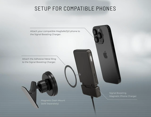 Alt view image 3 of 9 - weBoost Dash | Car Cell Phone Signal Booster with Magnetic Wireless Charger | 5G/4G LTE (471082)