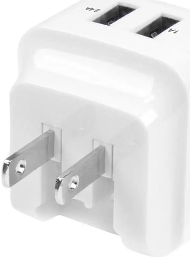 Alt view image 2 of 4 - StarTech USB2PACWH Travel USB Wall Charger - 2 Port - White - Universal Travel Adapter - International Power Adapter - USB Charger