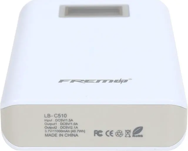 Alt view image 6 of 7 - Fremo C510 11000 mAh High Capacity External Travel Battery Pack Power Bank Dual-USB Charger with LCD Power Indicator for iPhone, iPad, Samsung Galaxy, Note, Nexus, HTC One  and More