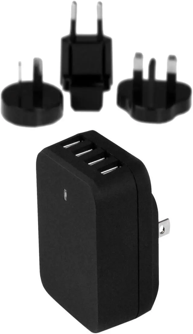 Alt view image 5 of 5 - StarTech Travel 4 Port USB Wall Charger with International Power Adapter (USB4PACBK)