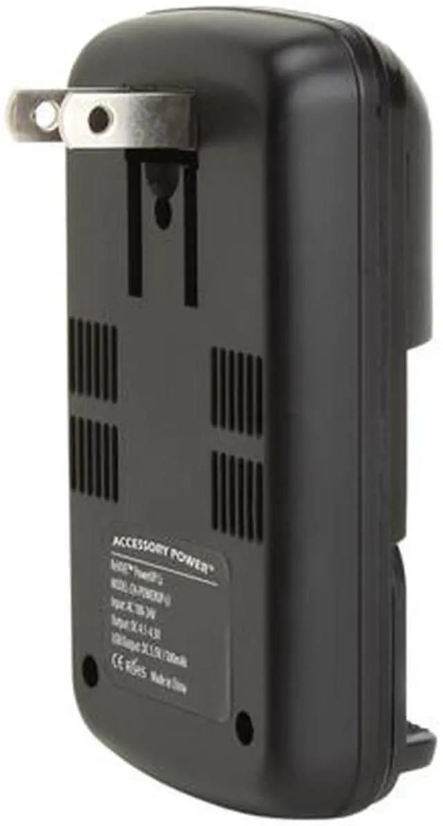 Alt view image 2 of 5 - ReVIVE PowerUP Li CH-POWERUP-LI Flip-Down AC Plug with Adjustable Contact Pins USB Battery Charger - Black