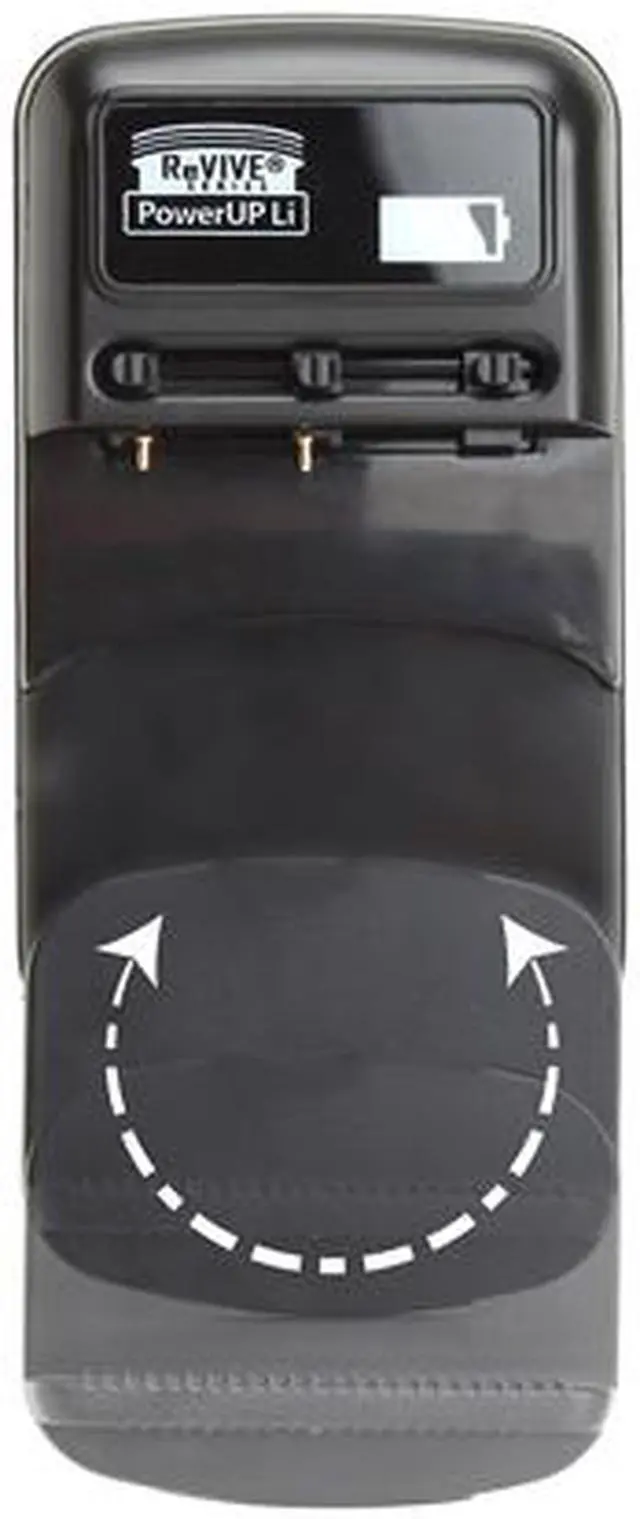 Alt view image 3 of 5 - ReVIVE PowerUP Li CH-POWERUP-LI Flip-Down AC Plug with Adjustable Contact Pins USB Battery Charger - Black