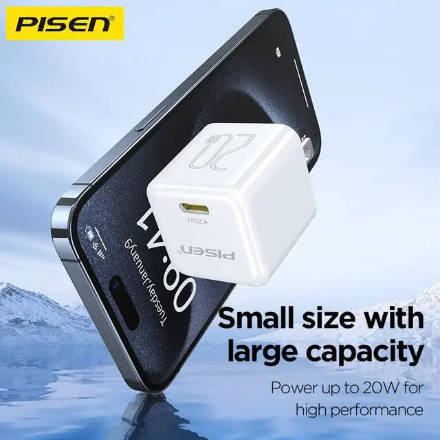 Alt view image 7 of 9 - PIESN QUICK PD20W cube single Type-C port quick charger set (C to L)