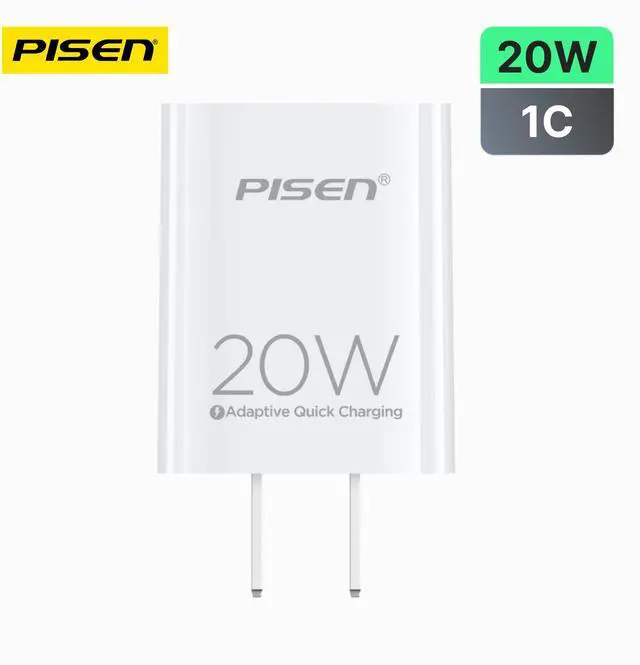Main image of PISEN-PISEN Quick USB-C 20W Fast Wall Charger With USB-C to C Cable (US)