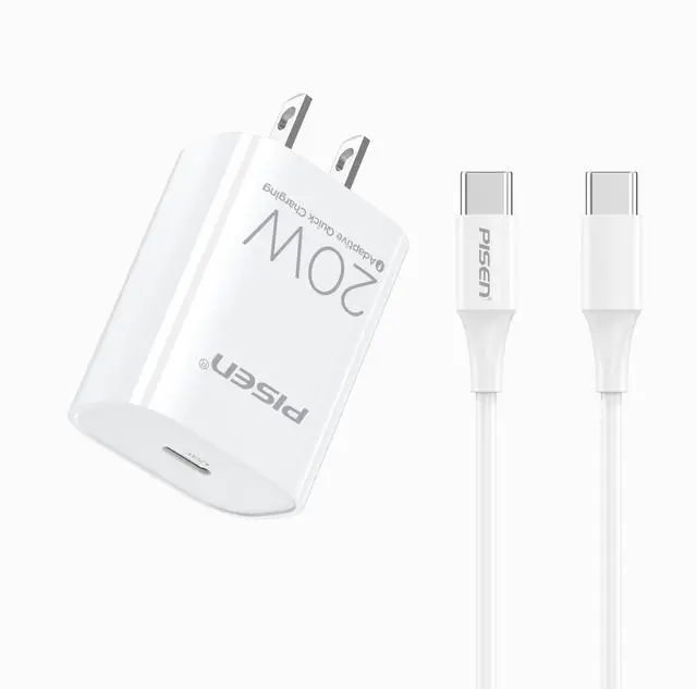 Alt view image 2 of 2 - PISEN-PISEN Quick USB-C 20W Fast Wall Charger With USB-C to C Cable (US)