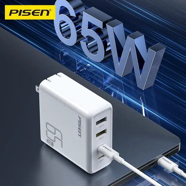 Alt view image 4 of 6 - PISEN Pro 65W GaN Fast Charger 2C+2A (US) TS-C146