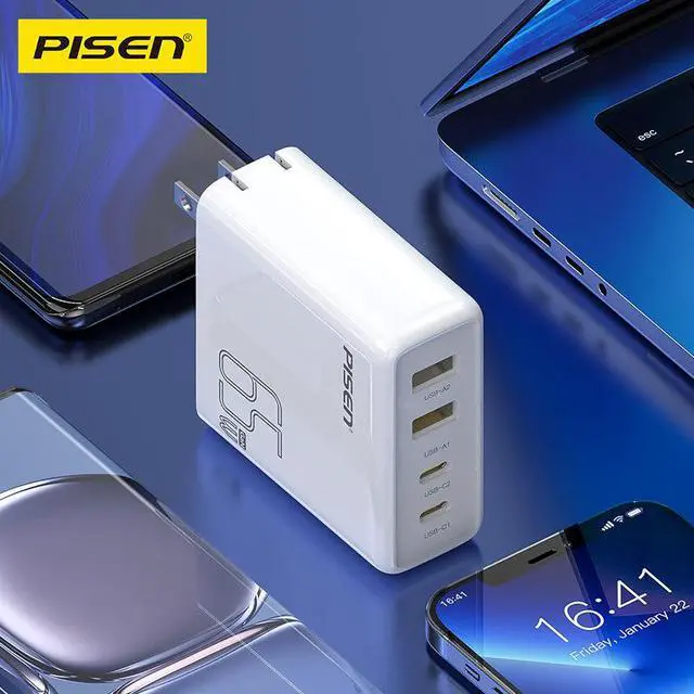 Alt view image 6 of 6 - PISEN Pro 65W GaN Fast Charger 2C+2A (US) TS-C146