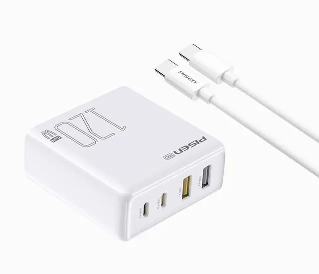 Alt view image 3 of 4 - PISEN 120W GaN fast charging charger set 2C2A(TS-C148/ White)