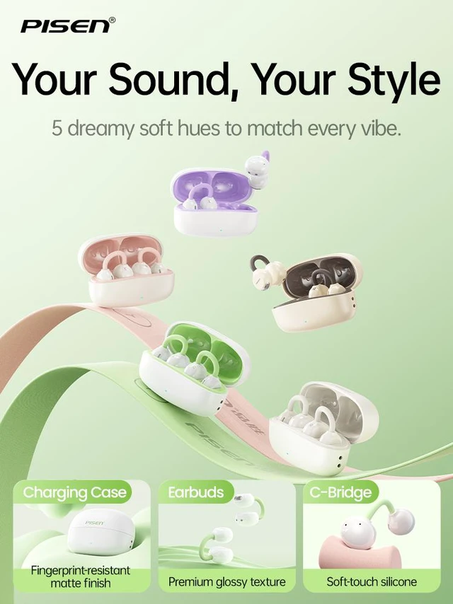 Alt view image 6 of 6 - PISEN-CloudFeather Open Ear Clip-On Earbuds(White)