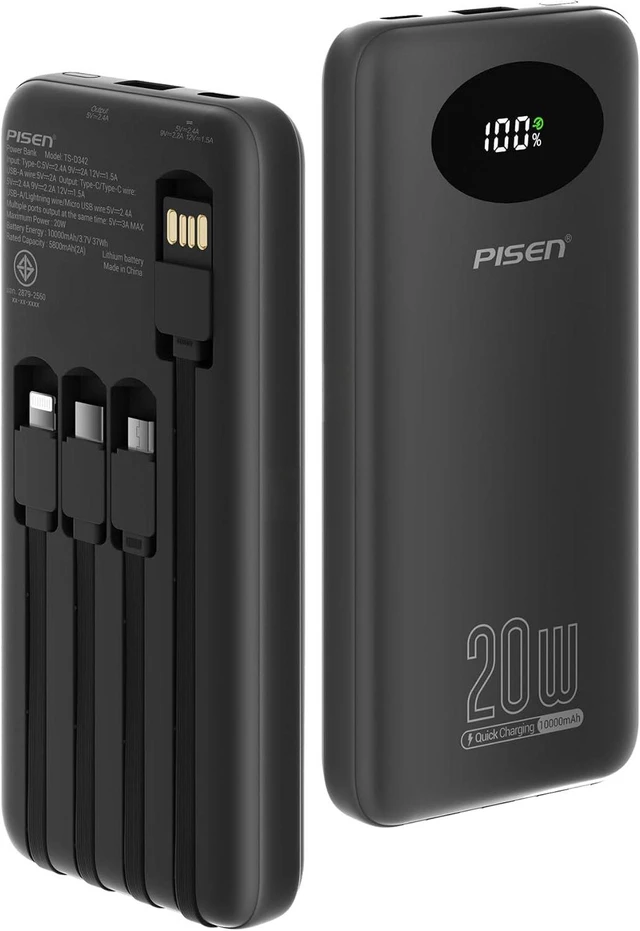 Main image of PISEN PowerLink 4 in 1 Fast Charging 10000mAh Power Bank(Black)