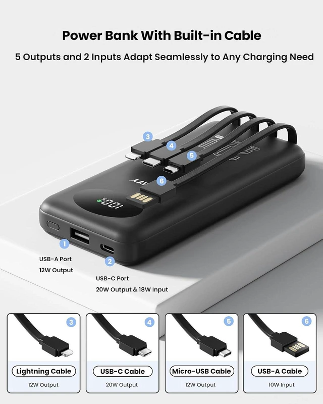 Alt view image 3 of 7 - PISEN PowerLink 4 in 1 Fast Charging 10000mAh Power Bank(Black)