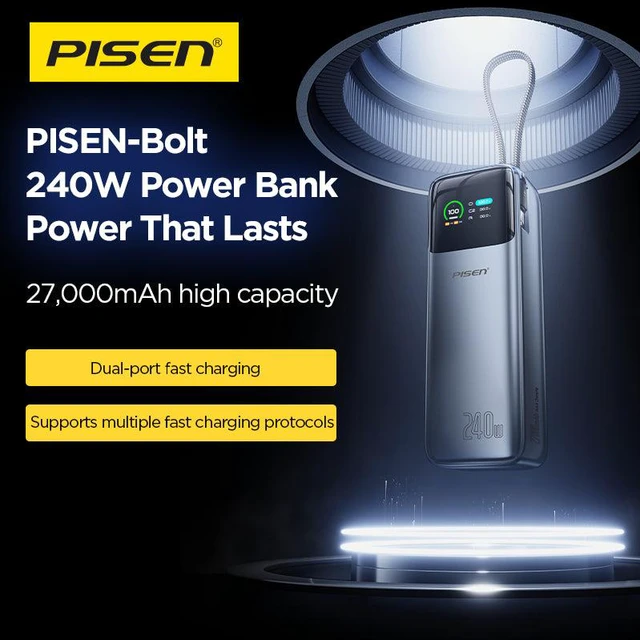 Alt view image 6 of 6 - PISEN Bolt 240W 27000mAh Power Bank