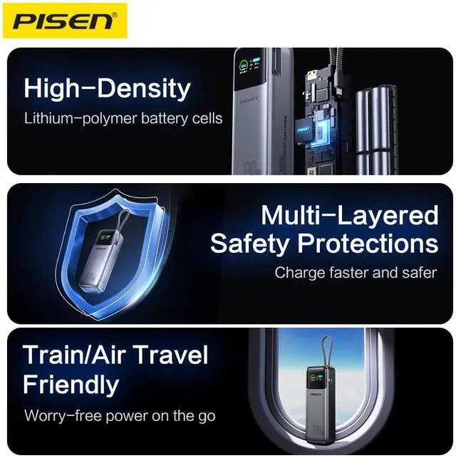 Alt view image 5 of 8 - PISEN Bolt 130W 20000mAh Power Bank
