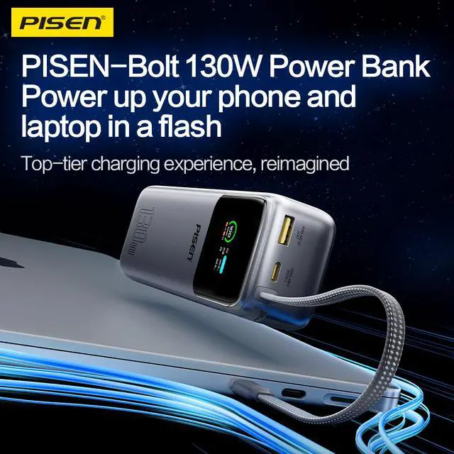 Alt view image 7 of 8 - PISEN Bolt 130W 20000mAh Power Bank