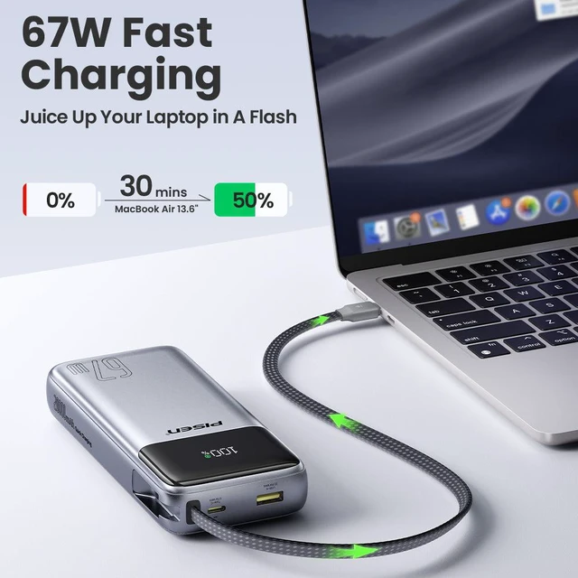 Alt view image 2 of 7 - PISEN Bolt 67W 20000mAh Power Bank