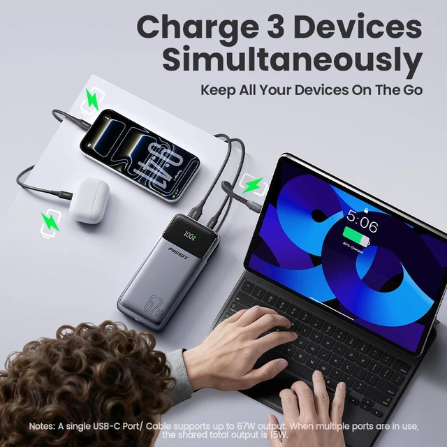 Alt view image 6 of 7 - PISEN Bolt 67W 20000mAh Power Bank
