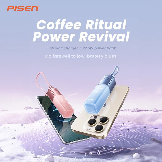 Alt view image 3 of 6 - PISEN Power GlamVolt 5000mAh 30W Fast Charging Power Bank(Pink)