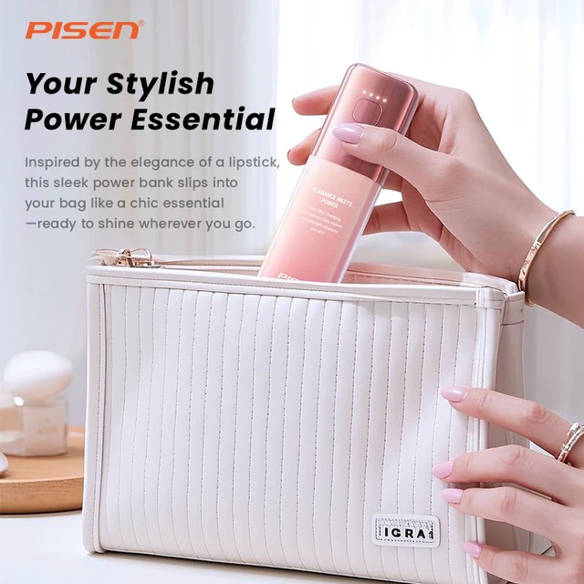 Alt view image 6 of 6 - PISEN Power GlamVolt 5000mAh 30W Fast Charging Power Bank(Pink)