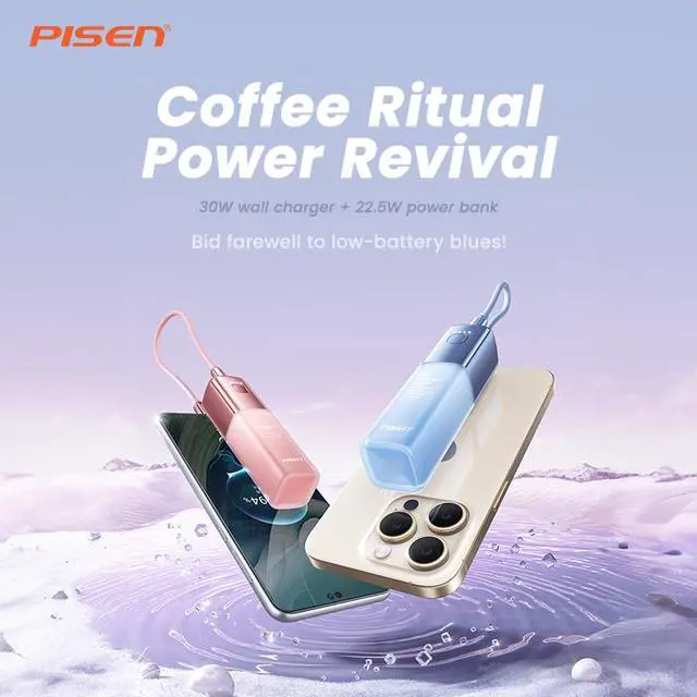 Alt view image 5 of 8 - PISEN Power GlamVolt 5000mAh 30W Fast Charging Power Bank TS-D327 Orange