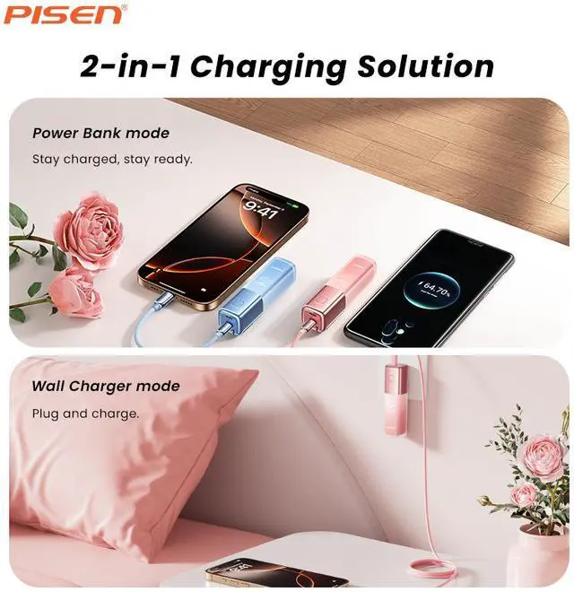 Alt view image 6 of 8 - PISEN Power GlamVolt 5000mAh 30W Fast Charging Power Bank TS-D327 Orange