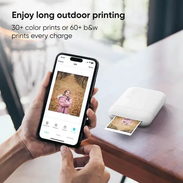 Alt view image 3 of 6 - Liene Pearl K100, Portable Photo Printer, iOS and Android Smartphone compatible, Inkless Printing - White