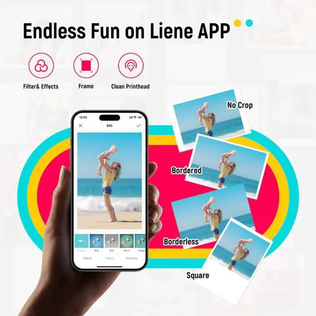 Alt view image 4 of 6 - Liene Pearl K100, Portable Photo Printer, iOS and Android Smartphone compatible, Inkless Printing - White
