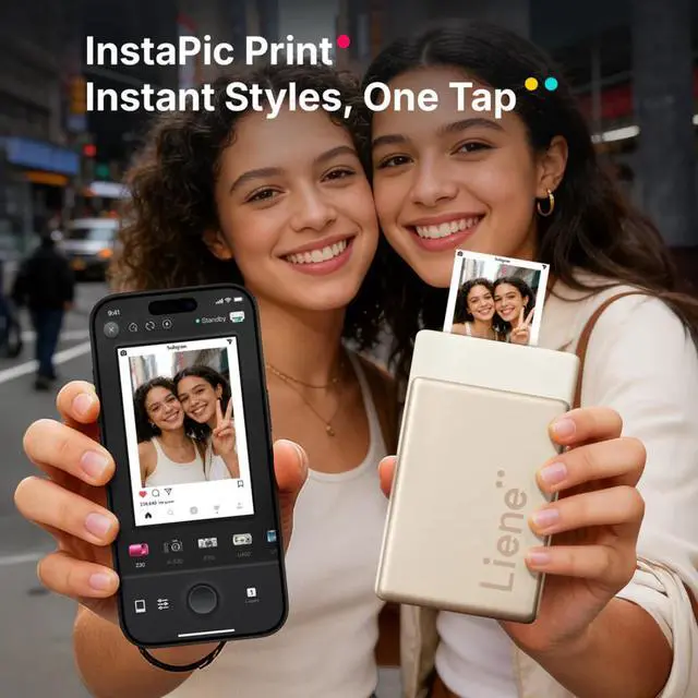 Alt view image 4 of 8 - Liene Pearl N200 Pro Portable Photo Printer, Premium Quality Photo, iOS and Android Smartphone Compatible - Gold
