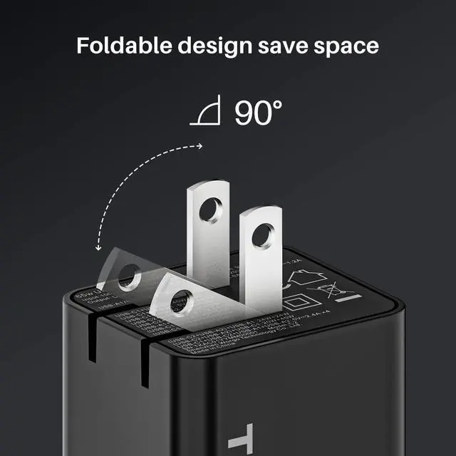 Alt view image 2 of 4 - Tozo C2 USB C 65W Fast Foldable Wall Charger - Black C2-BLK