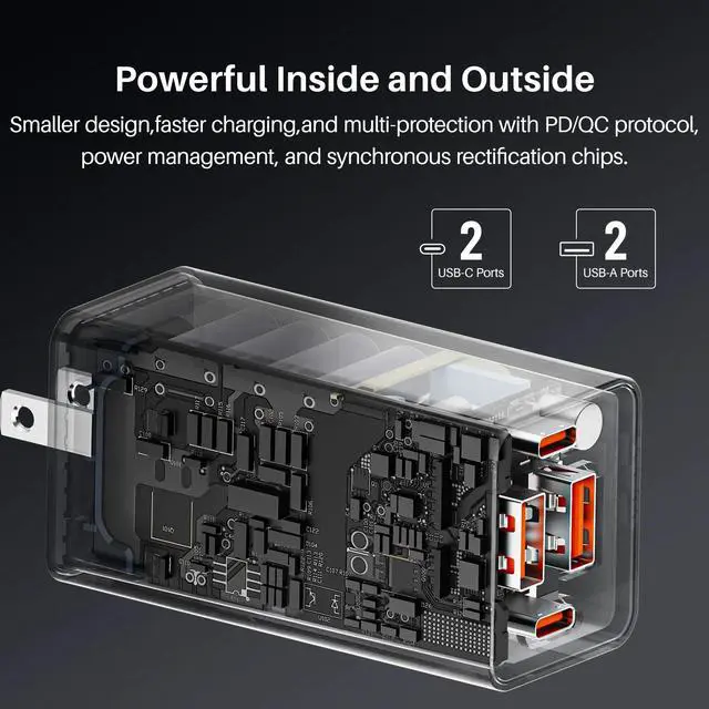 Alt view image 4 of 4 - Tozo C2 USB C 65W Fast Foldable Wall Charger - Black C2-BLK