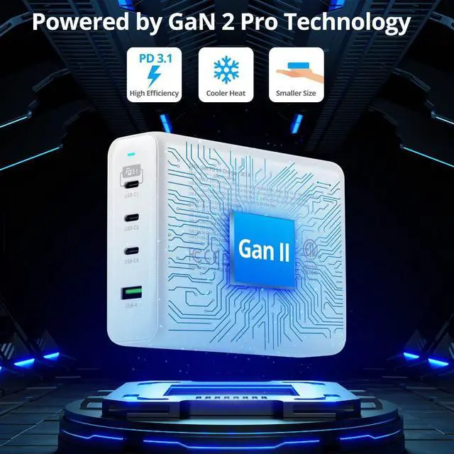 Alt view image 5 of 6 - SIIG 240W GaN PD 3.1 Charger - 3C1A - 3x USB-C + 1x USB-A - White  AC-PW1X11-S1