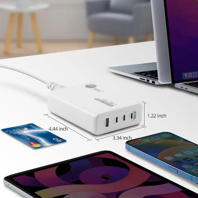 Alt view image 6 of 6 - SIIG 240W GaN PD 3.1 Charger - 3C1A - 3x USB-C + 1x USB-A - White  AC-PW1X11-S1