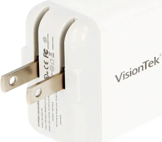 Alt view image 2 of 2 - VisionTek 20W USB-C Power Adapter w/ USB-C Cable 901553