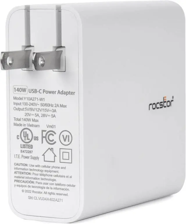 Alt view image 2 of 5 - Rocstor 140W Smart USB-C® Power Adapter Y10A271-W1