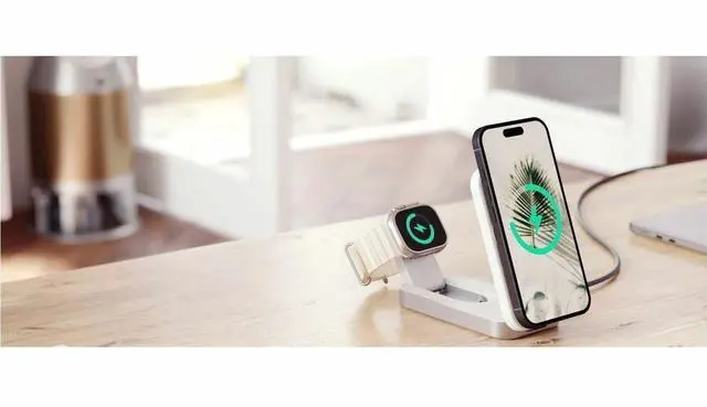 Alt view image 5 of 6 - Alogic Flip 2-in-1 Qi2 Fast Wireless Charging Stand - White - AL21WCFL-WH