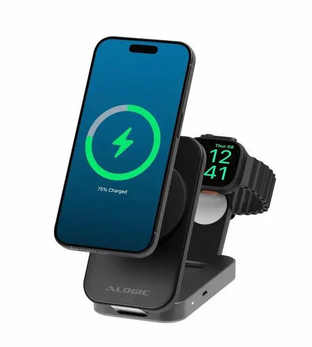 Main image of Alogic Flip 2-in-1 Qi2 Fast Wireless Charging Stand - AL21WCFL-BK