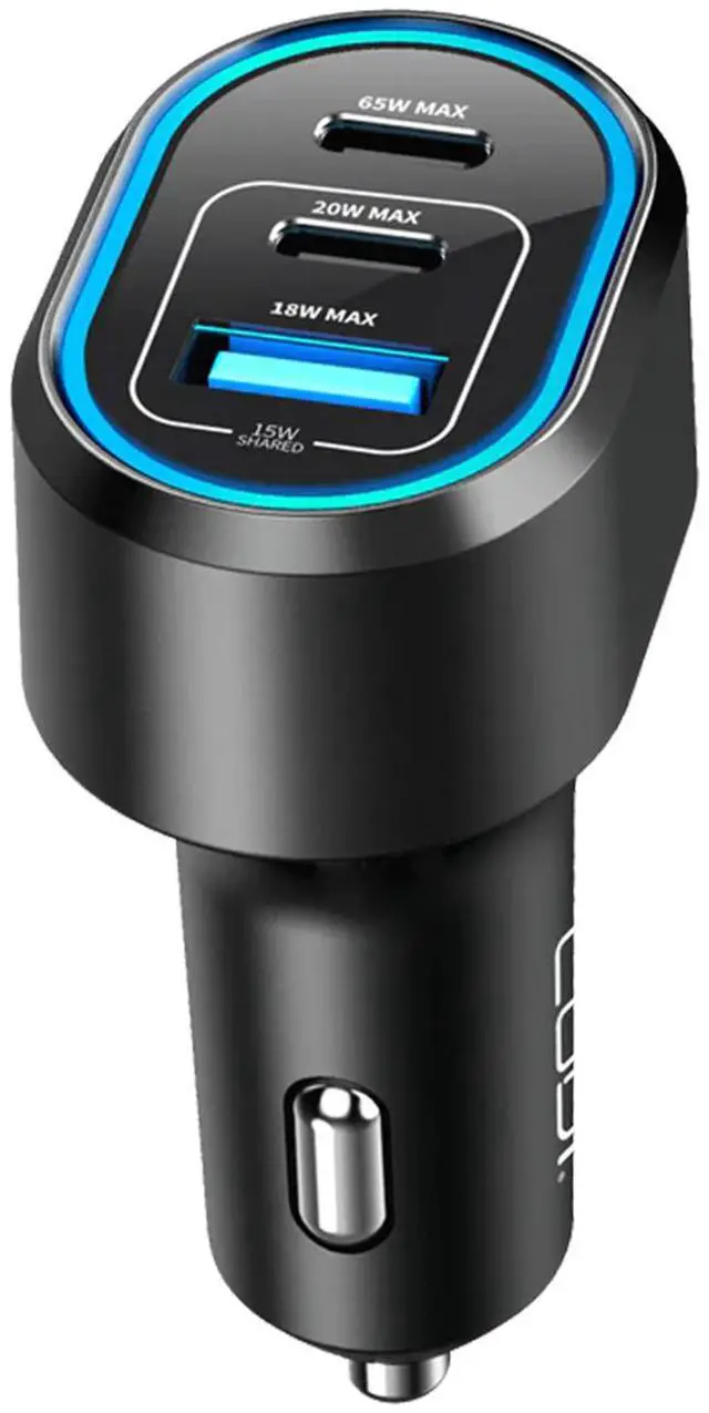 Alt view image 2 of 6 - CODi 65W Triple Port USB-C Car Charger with Dual USB-C & USB-A, Power Delivery & Fast Charging