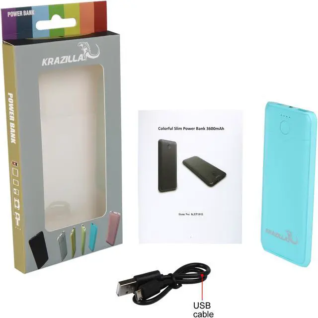 Alt view image 6 of 6 - Krazilla Blue 3600 mAh LED Light Power Bank, LED Flash Light KZP1011 Blue