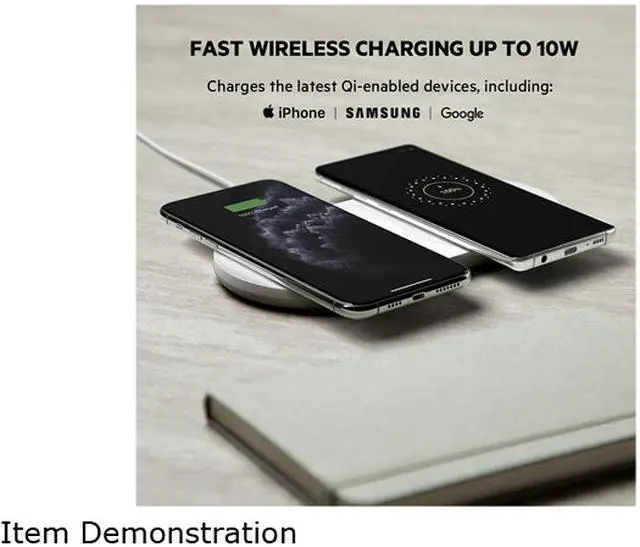 Alt view image 6 of 6 - Belkin Dual Wireless Charger (Dual Wireless Charging Pad 10W for iPhone 12, 12 Pro, 12 Pro Max, 12 mini, Galaxy S20, S20+, S20 Ultra, Pixel 4, 4XL, AirPods and more), Black (WIZ002ttBK)