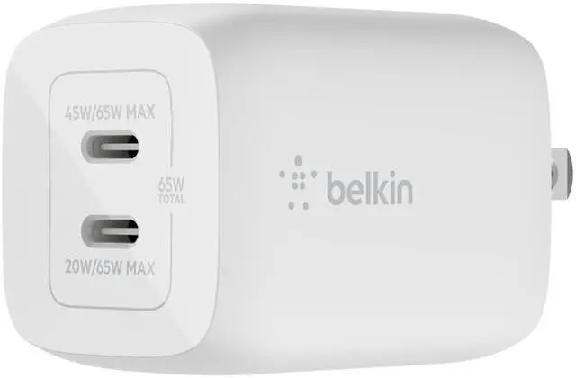 Main image of Belkin  BoostCharge Pro Dual USB-C GaN Wall Charger with PPS 65W WCH013DQWH