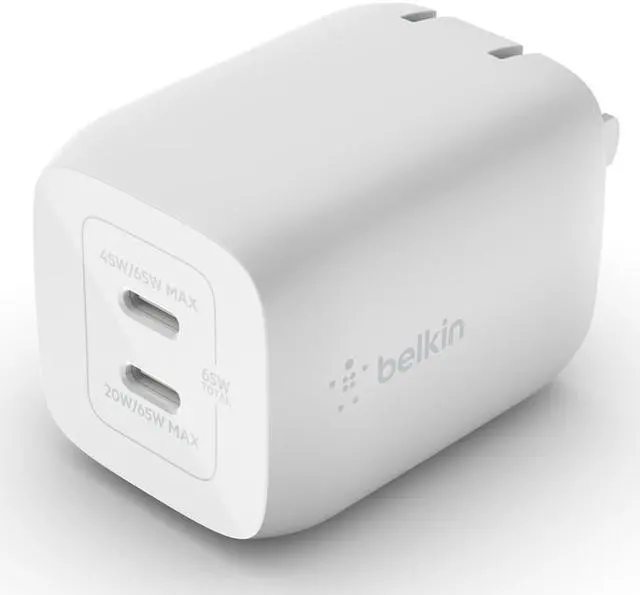 Alt view image 5 of 5 - Belkin  BoostCharge Pro Dual USB-C GaN Wall Charger with PPS 65W WCH013DQWH