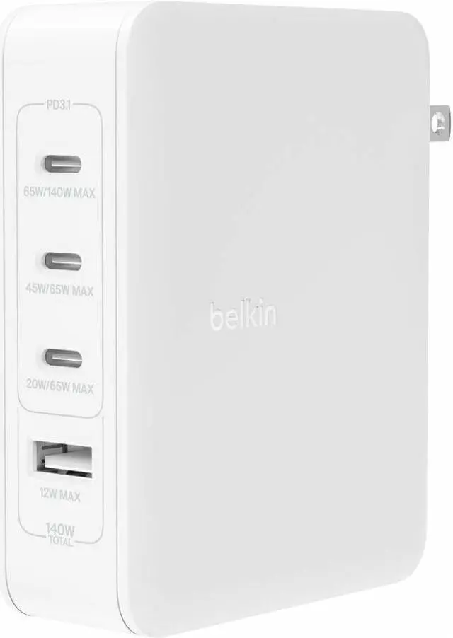 Main image of Belkin 140W 4-Port GaN Wall Charger, White